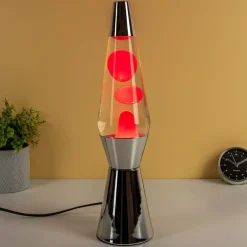 Bullet lavalamp zilver met rode lava