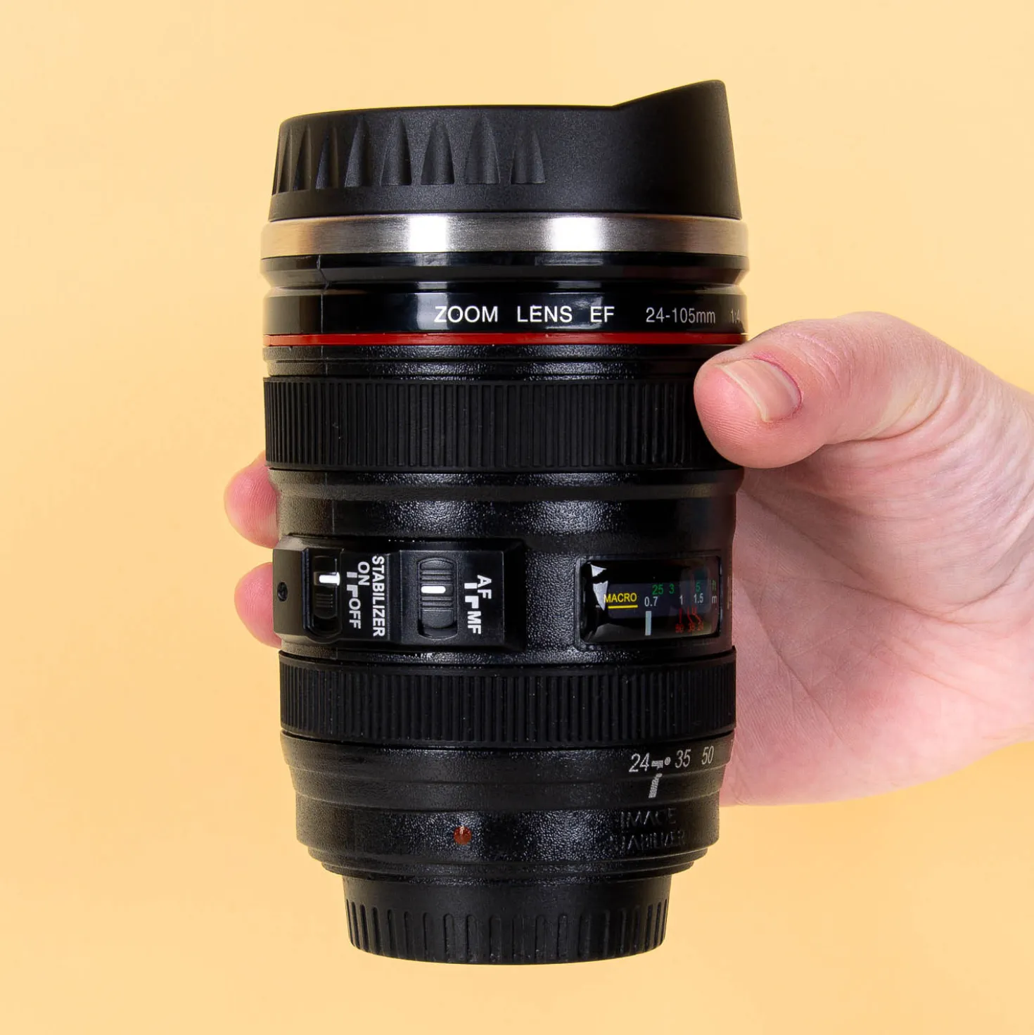 Cameralens beker met deksel