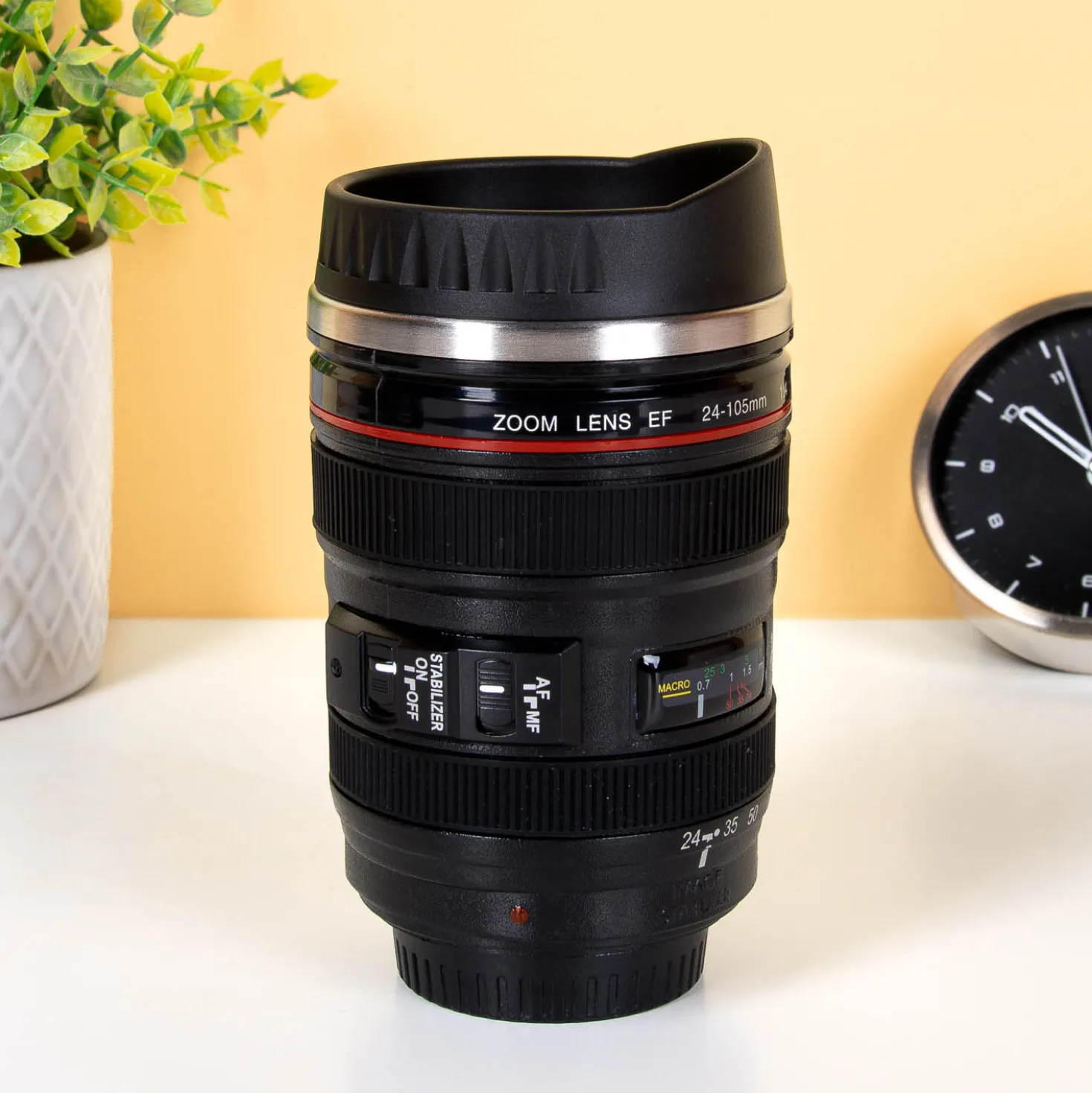 Cameralens beker met deksel