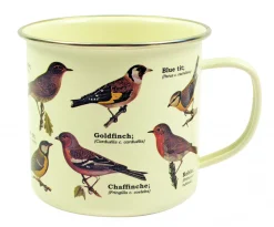 Emaille mok met vogels