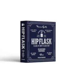 Essentials boek met heupflacon en shotglaasjes