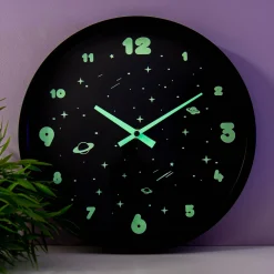 Glow in the dark ruimteklok