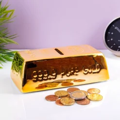 Goudstaaf spaarpot met slot