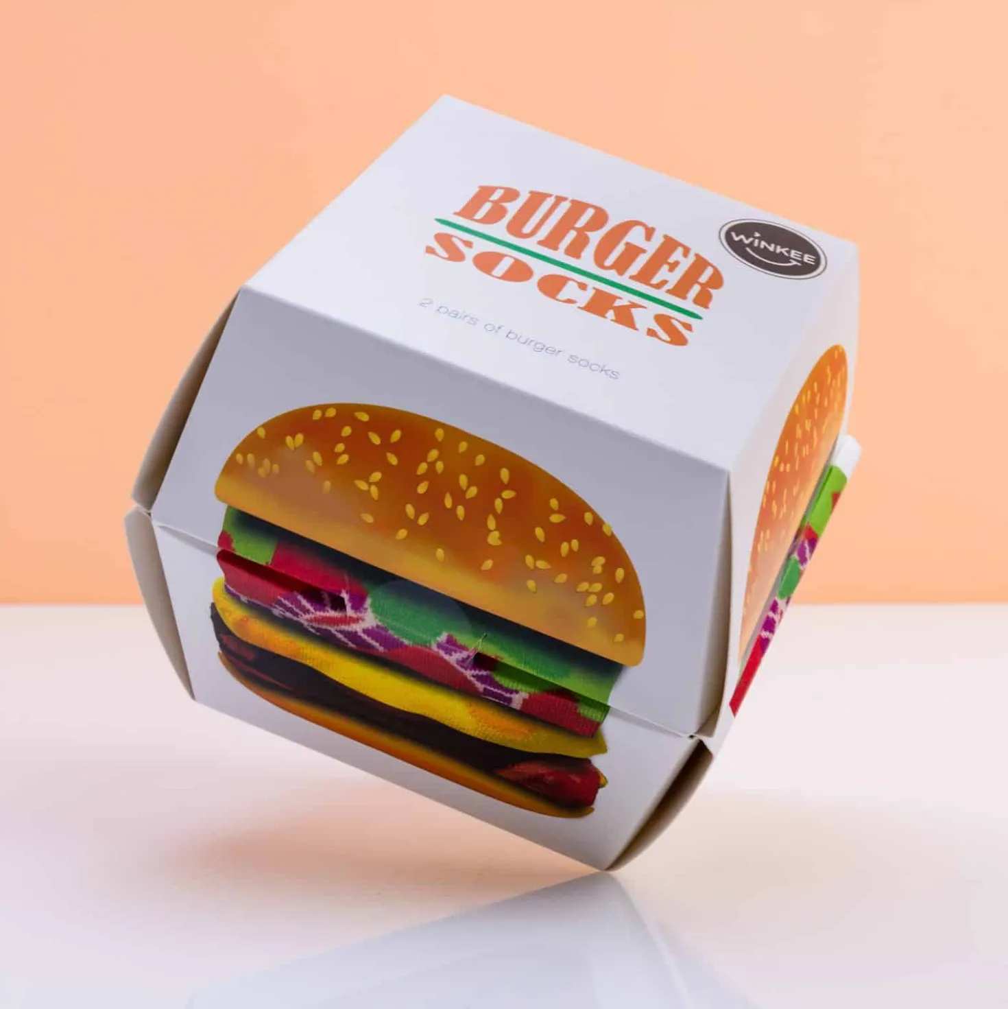 Hamburger sokken in doosje (set van 2)