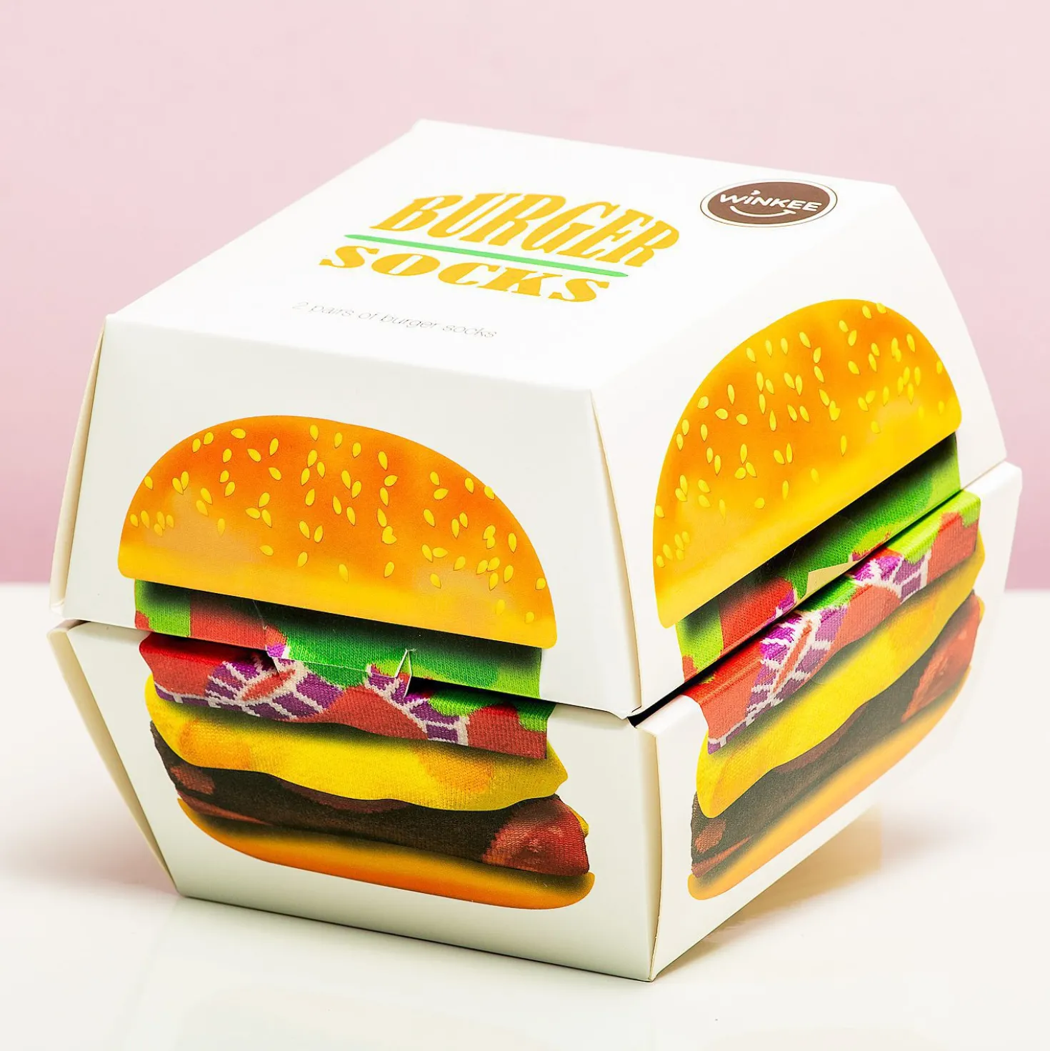 Hamburger sokken in doosje (set van 2)