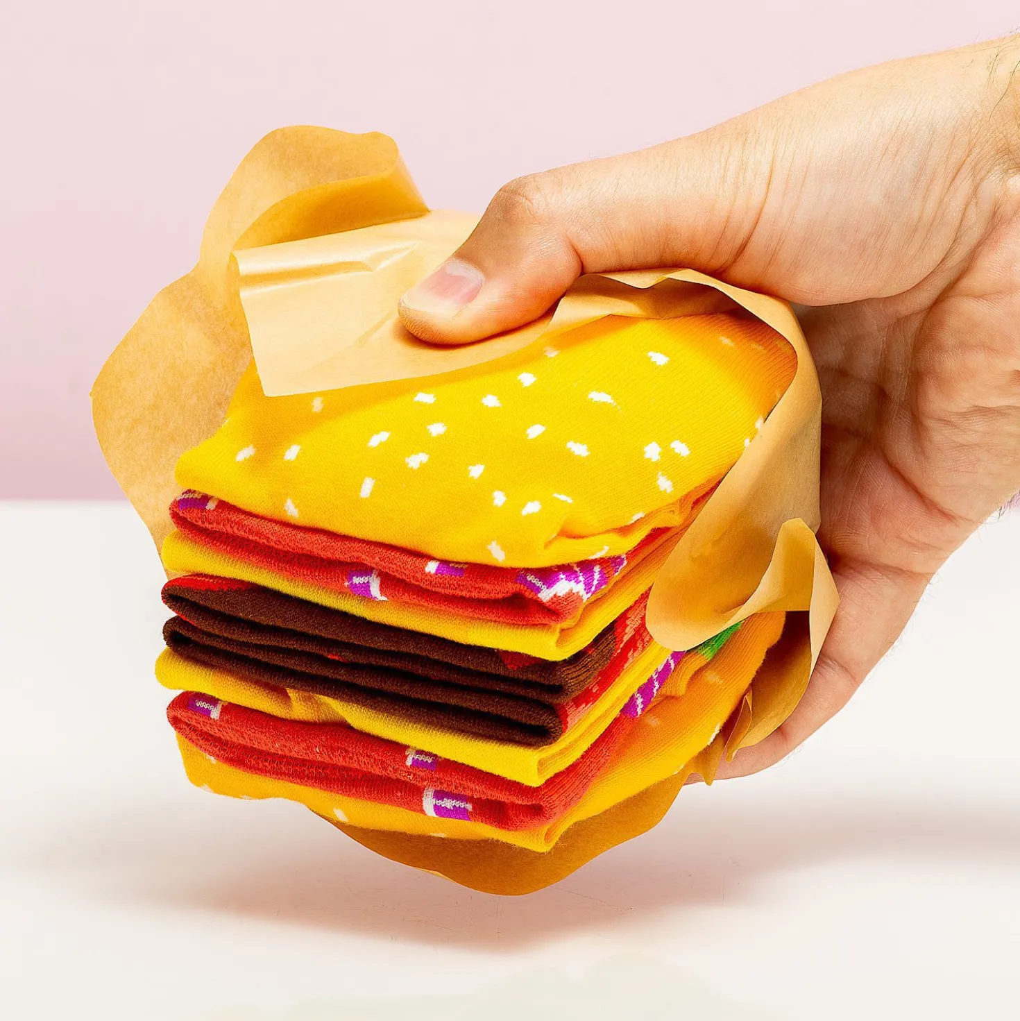 Hamburger sokken in doosje (set van 2)