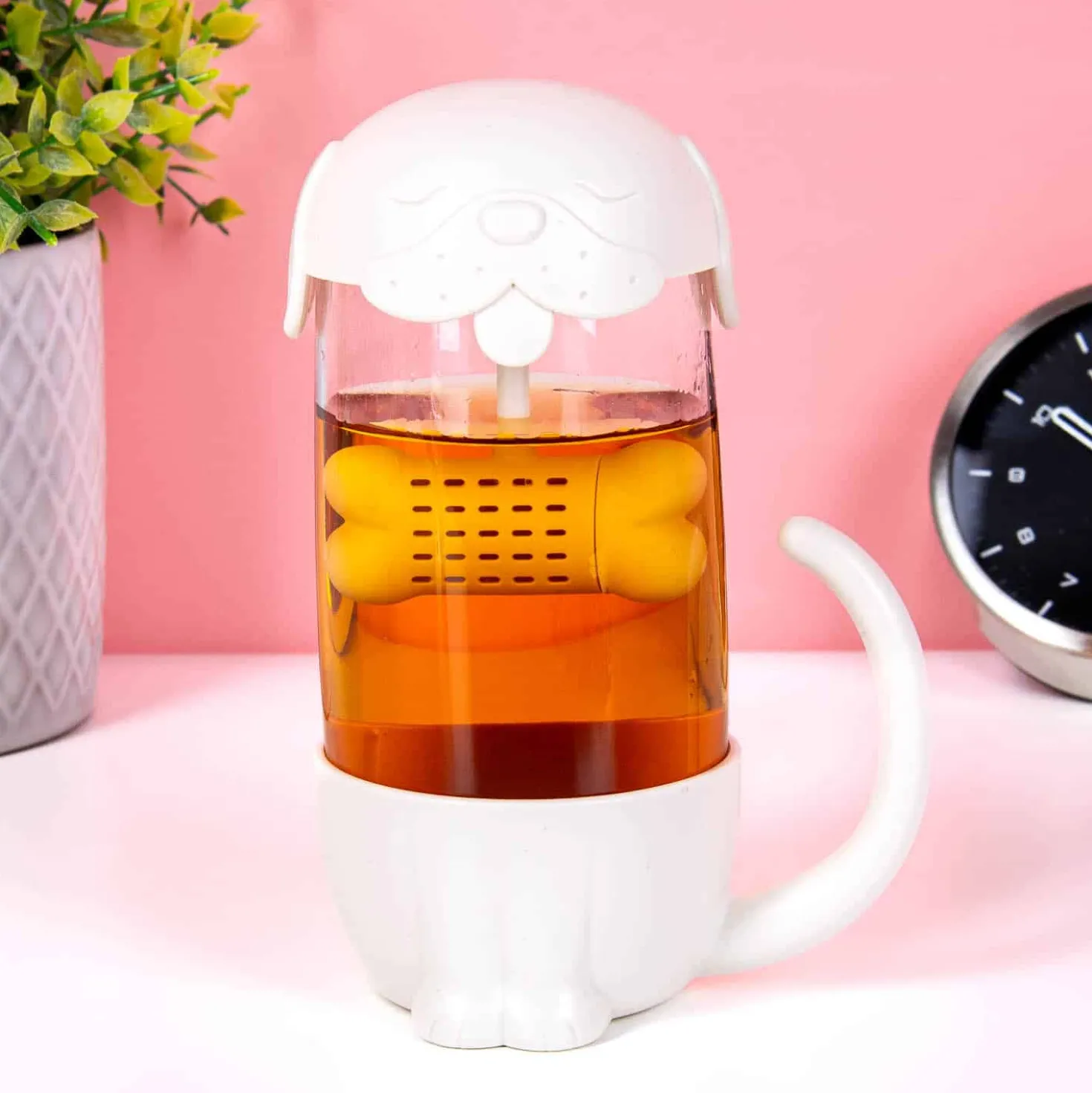 Hond theeglas met infuser