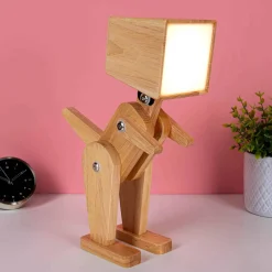 Houten dino tafellamp