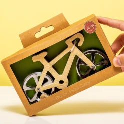Houten fiets pizzasnijder