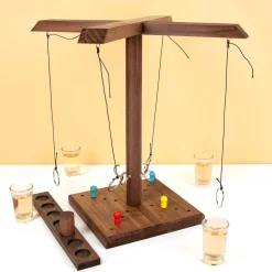 Houten ringwerpspel met shotglazen