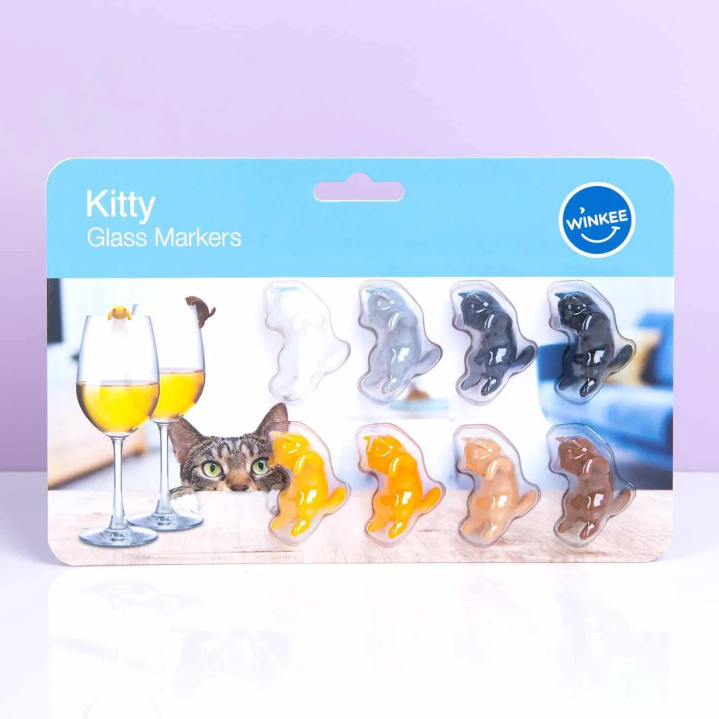 Kat glasmarkeerders (set van 8)