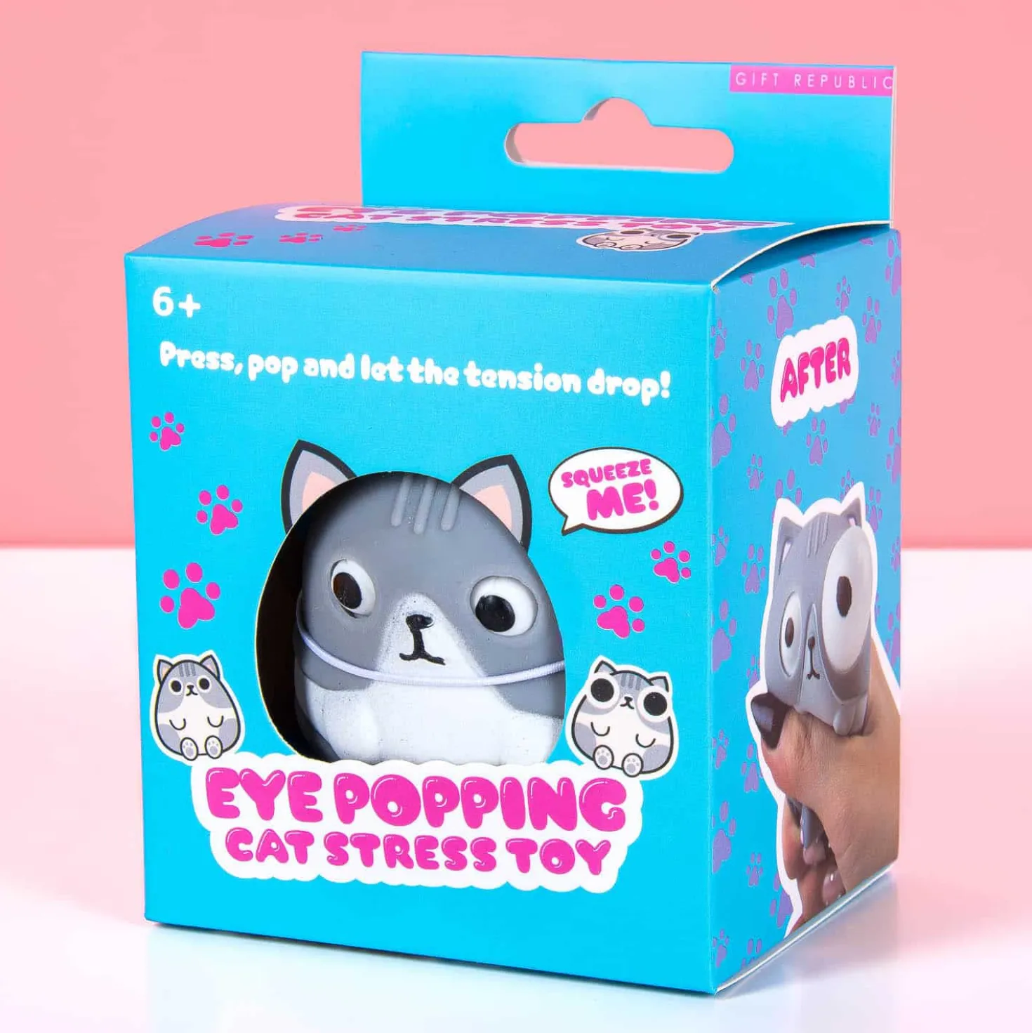Kat stressbal met uitpuilende ogen
