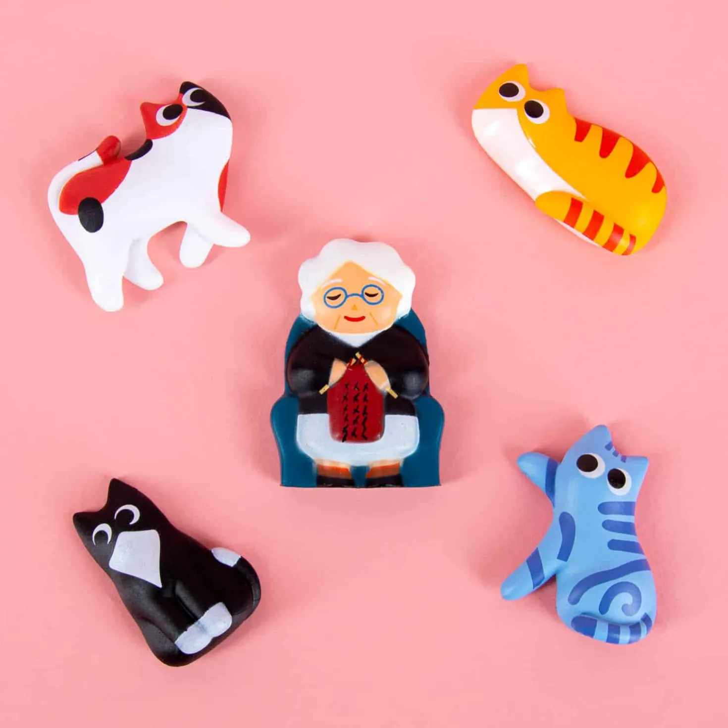 Kattenvrouwtje magneten (set van 5)