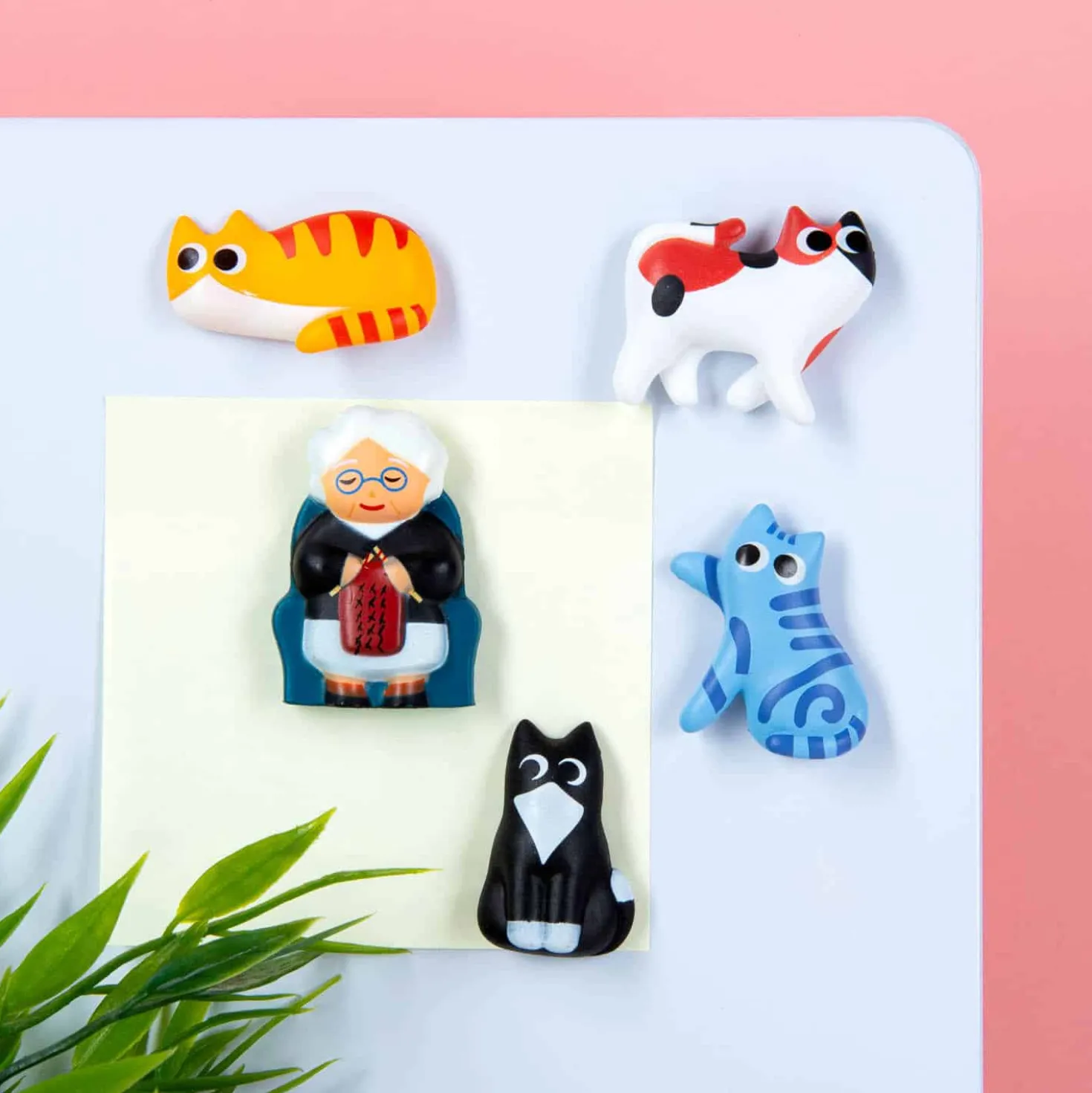 Kattenvrouwtje magneten (set van 5)