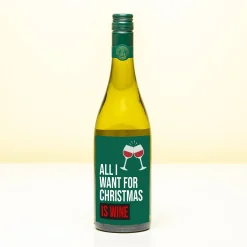 Kerst wijnfles All I want for Christmas is wine
