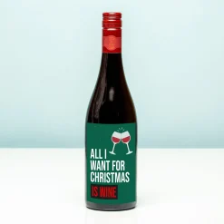Kerst wijnfles All I want for Christmas is wine