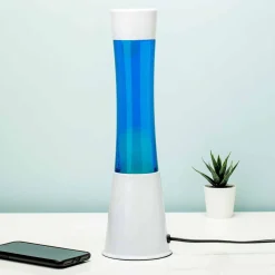 Lavalamp wit met blauwe vloeistof en mint lava