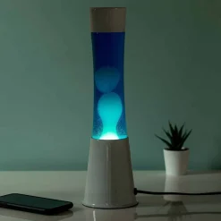 Lavalamp wit met blauwe vloeistof en mint lava