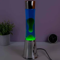 Lavalamp zilver met groene lava