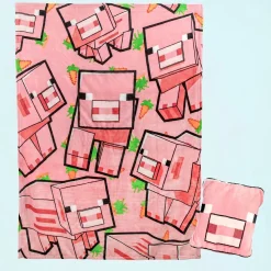Minecraft Pig kussen en deken in één