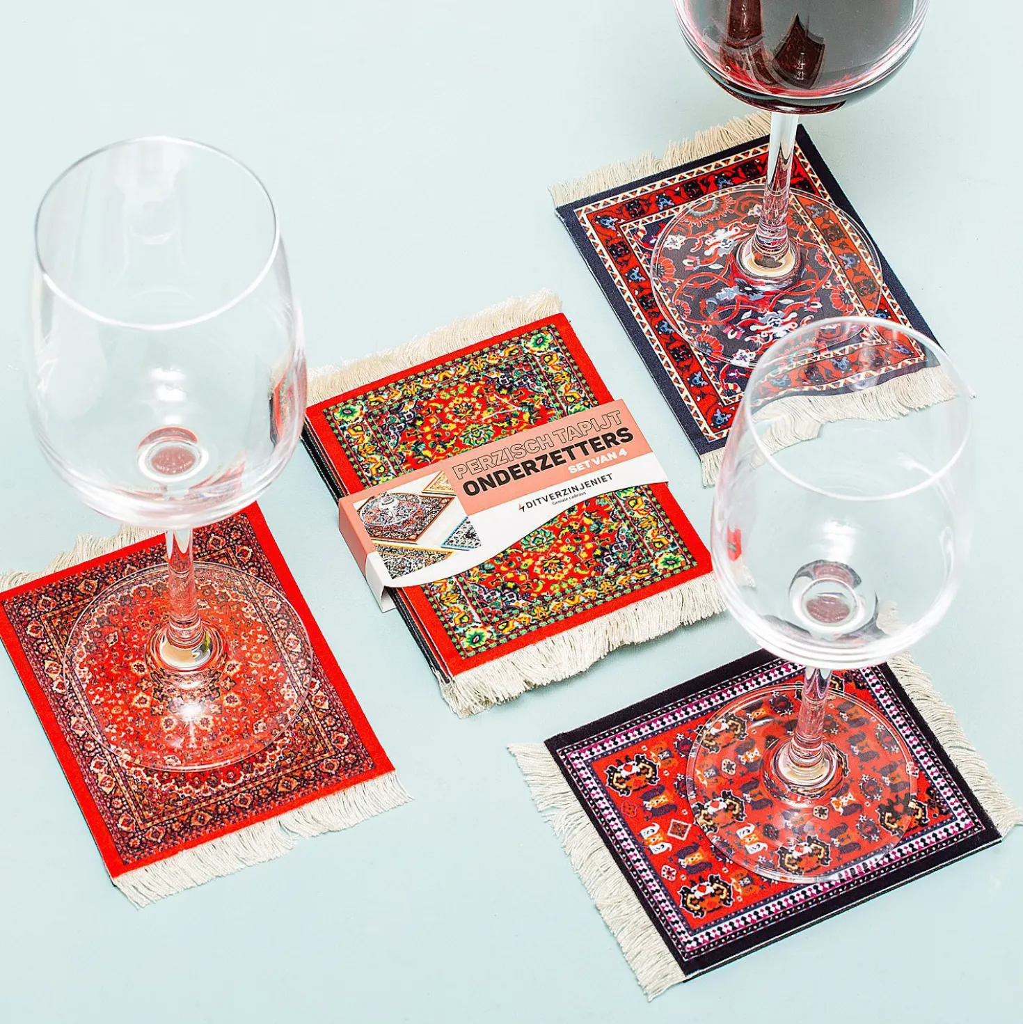 Perzisch tapijt onderzetters (set van 4)