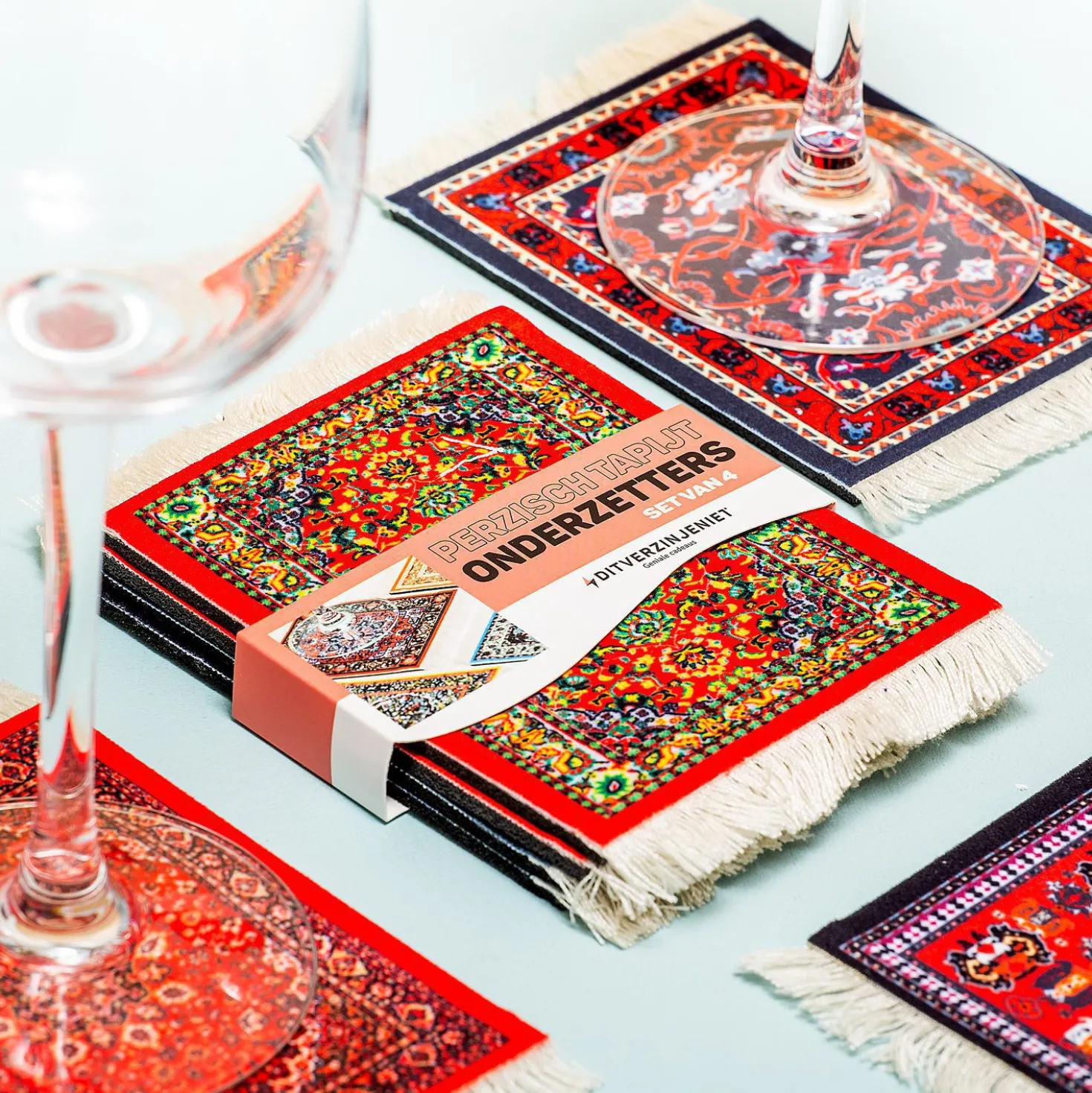 Perzisch tapijt onderzetters (set van 4)