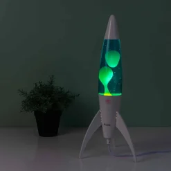 Rocket lavalamp wit met witte lava
