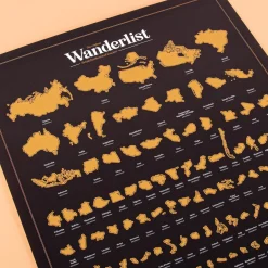 Wanderlist landenposter met krasfolie