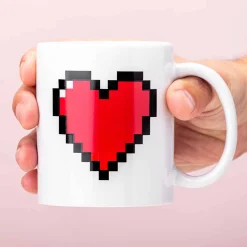 Warmtegevoelige mok pixel hart