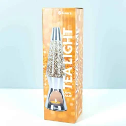 Waxinelicht lavalamp gouden glitters