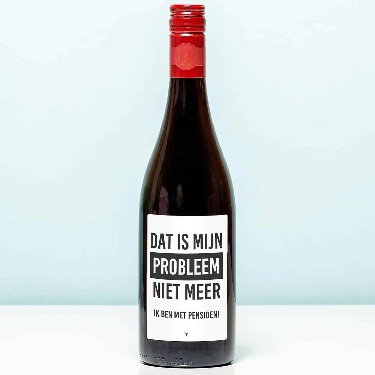 Wijnfles Pensioen niet mijn probleem